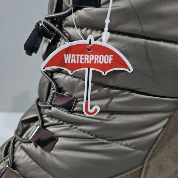 NEW Blondo Daylor Ankle Boot Sz 10 Taupe Nylon Suede Waterproof Lug Sole Puffy - Picture 8 of 15